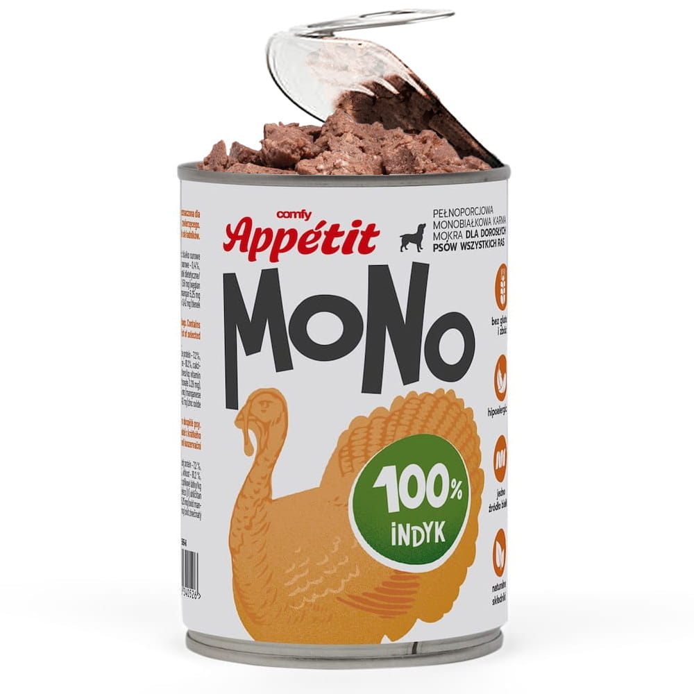 Comfy Appetit Mono Indyk Monoproteinowa Karma Mokra Dla Psa Puszka 400g